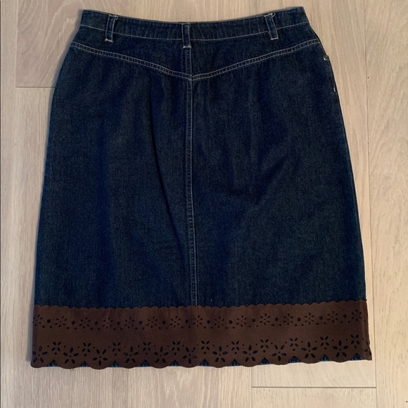 LIZ CLABORNE Jean Skirt With Eyelet Trim - Picture 3 of 5